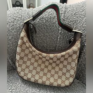 Gucci Cream and Brown Shoulder Bag with Iconic Design